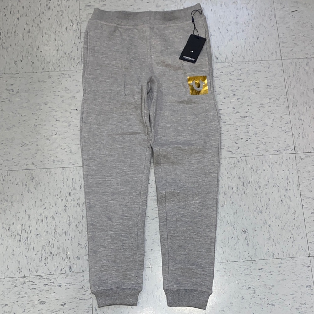 True religion m Gray Joggers Gold accent medium M big kids boy girl 10y 9y